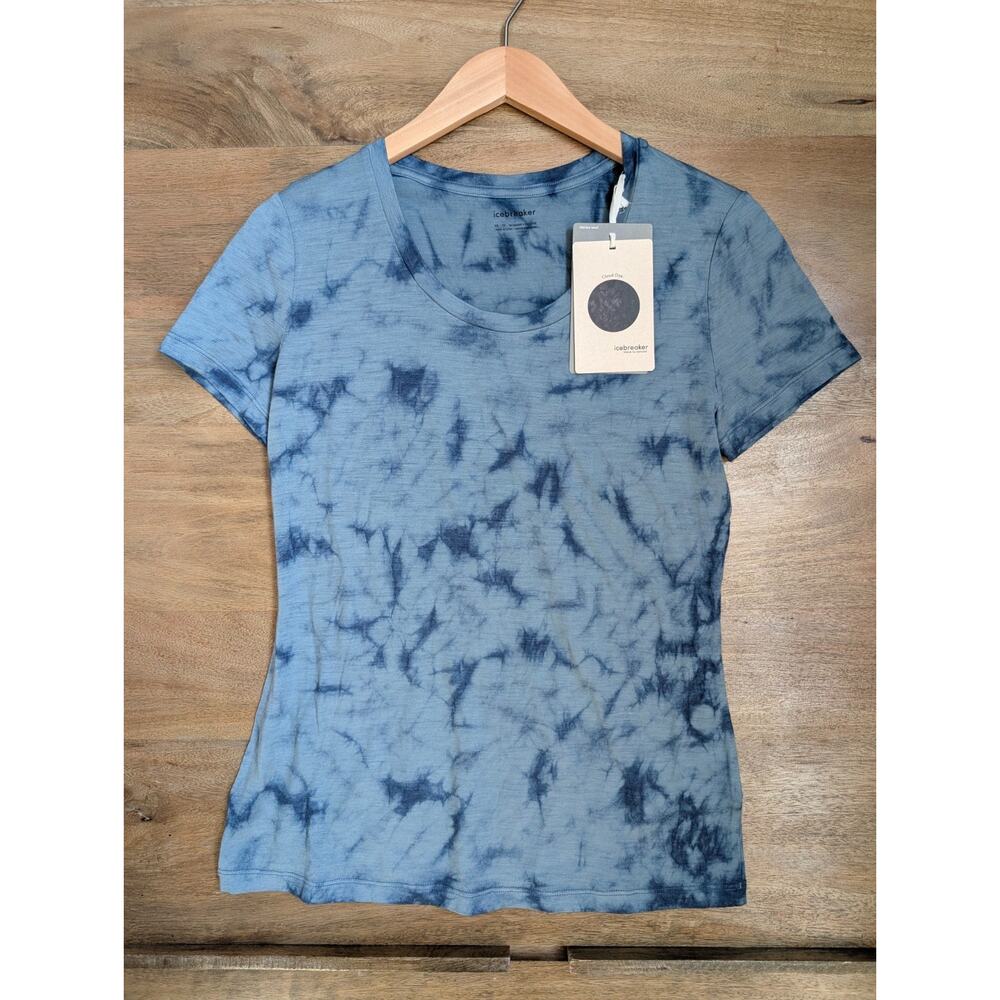 Icebreaker T Shirt Womens XS Blue Tie Dye Merino 150 Tech Lite Short Sleeve NWT